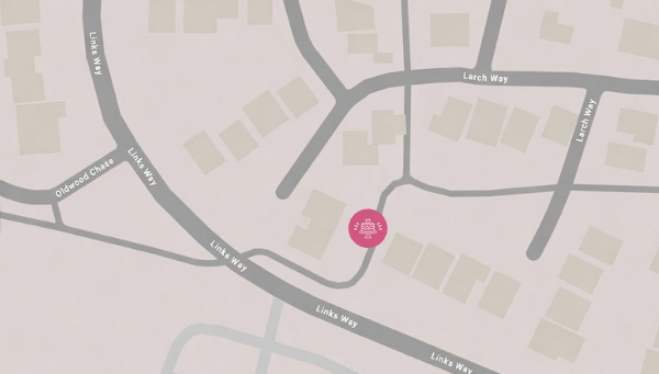 Map of streets around 33 Larch Way — Links Way, Larch Way and Oldwood Chase